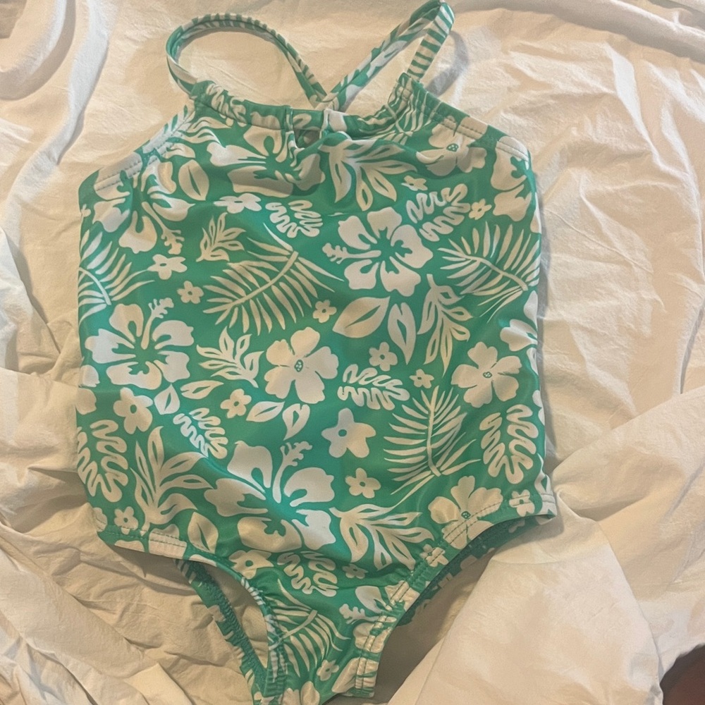 Wonder Nation Green and White Swimsuit